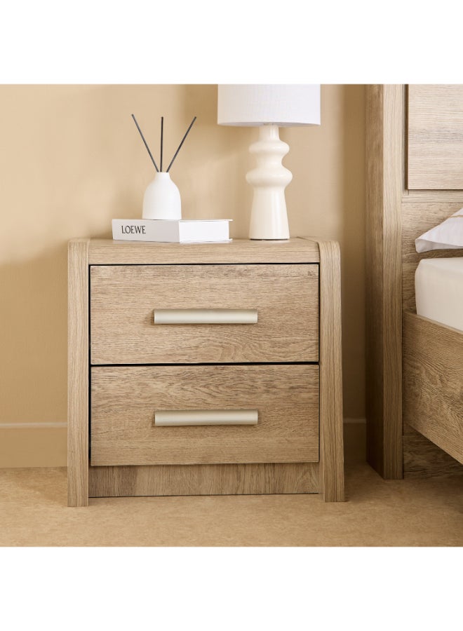 Home Box Curvy Nightstand with 2 Drawers in Light Wood - Image 2
